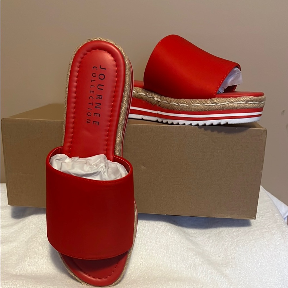 Journee Collection Women's Red Slide Sandals